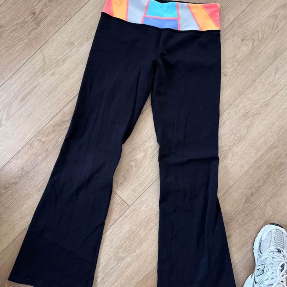 lululemon athletica Black Flare Pants with Colorful Waistband